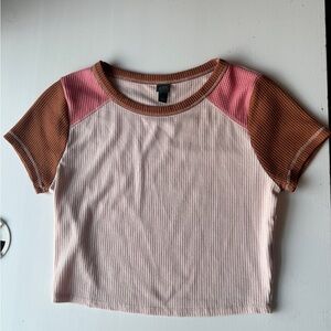 Wild Fable Ribbed Top with Pink and Brown Accents